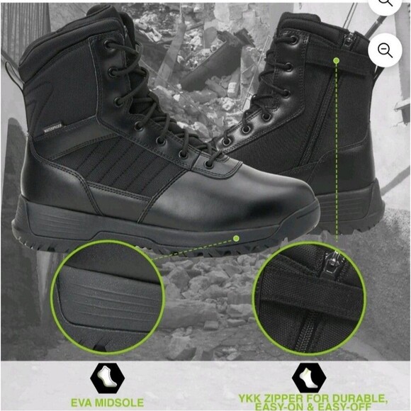 Men\'s Black Tactical Lace-Up Boot - Durable Work & Field Footwear Size 11 Soft main image 5